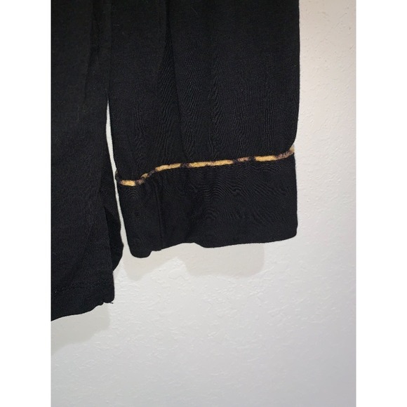 Lauren Ralph Lauren black Pajama Top Leopard Trim Button Down Sleep Shirt Large - Picture 6 of 8